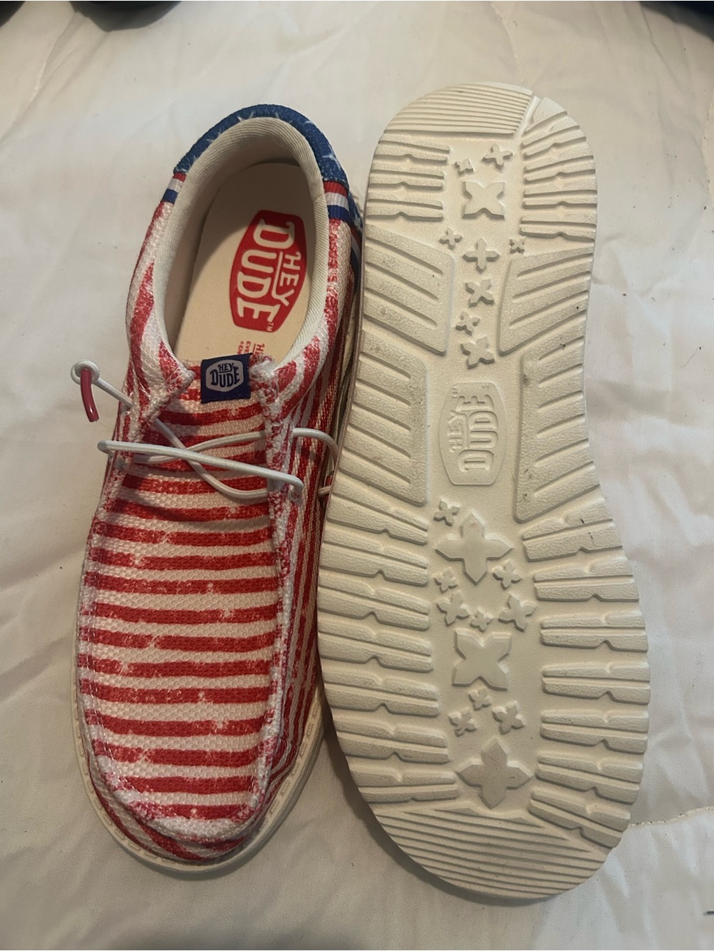 Hey Dude Men  Red & White Striped Slip-On Sneaker